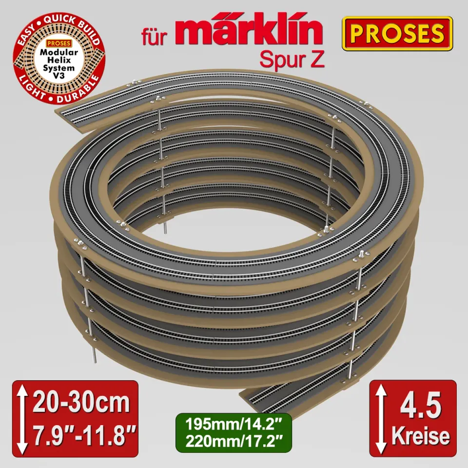 Proses 4.5 Level Helix pro Märklin Z dvojkolejná spirála