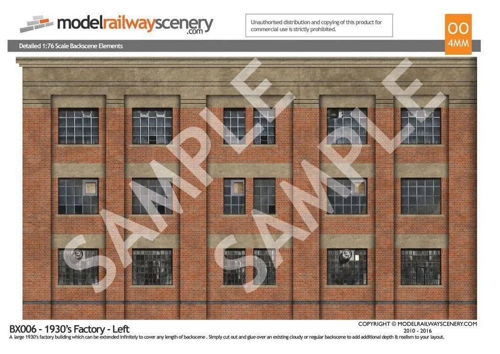 Scale Model Scenery 1930's Factory kulisa na pozadí