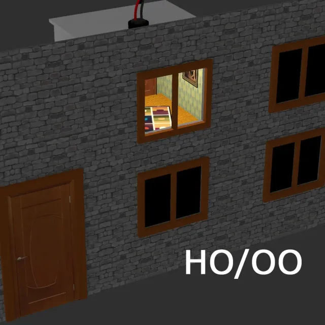 Proses osvětlené interiéry budov H0 dekorované