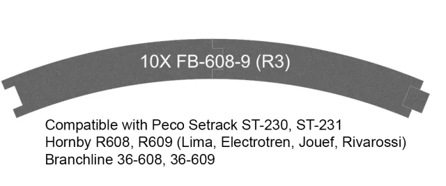 Proses FB-608-9 pěnové podloží HO/OO 10 ks oblouk