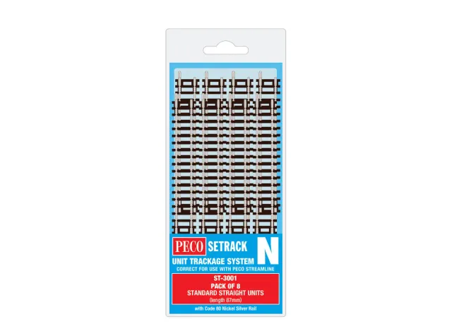 Peco Setrack ST3001 rovná kolej N 8 ks Code 80