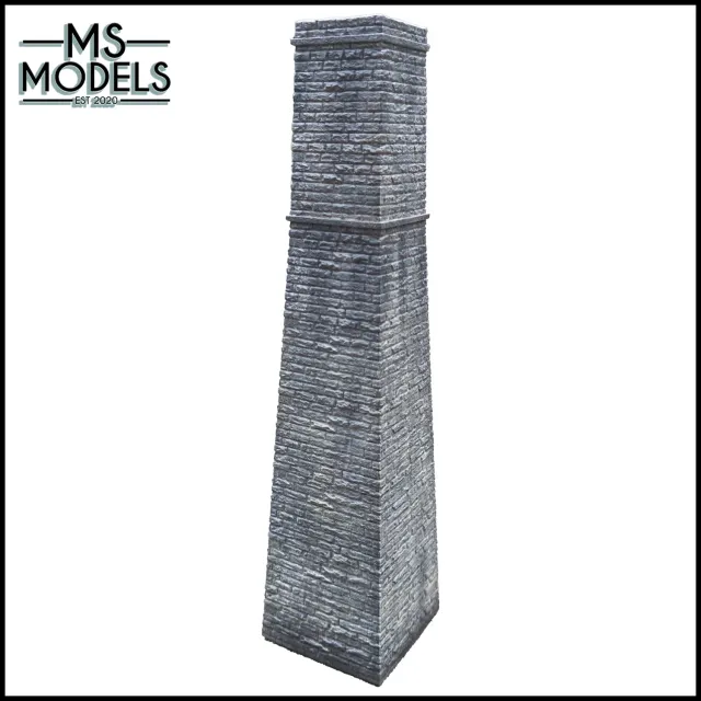 MS Models Stone Square Industrial Chimney komín barvený
