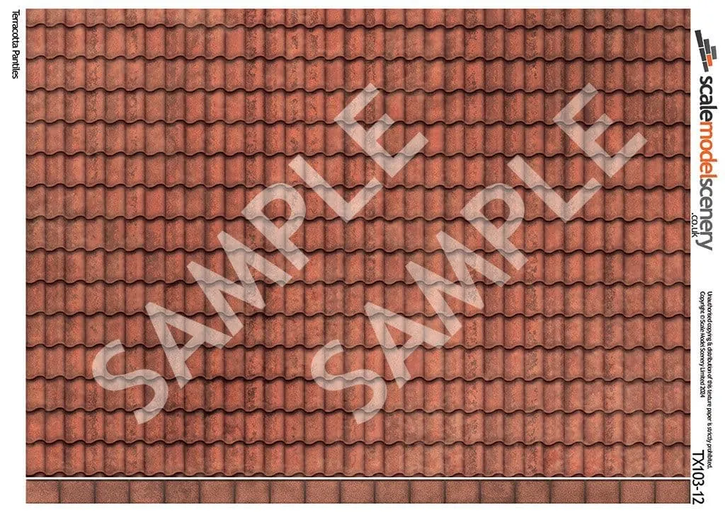 Scale Model Scenery TX103-12 Terracotta střešní papír 5 ks 1:12
