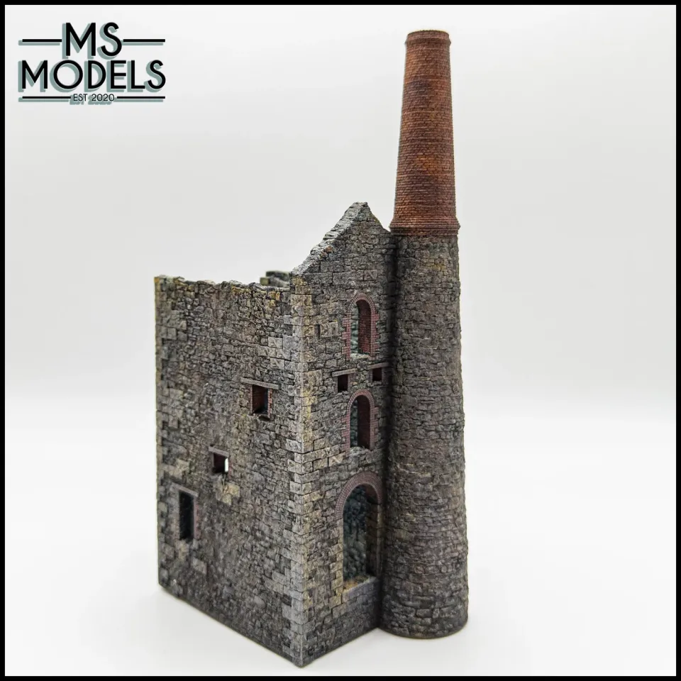 MS Models Painted TT120 Derelict Cornish Engine House model strojovny