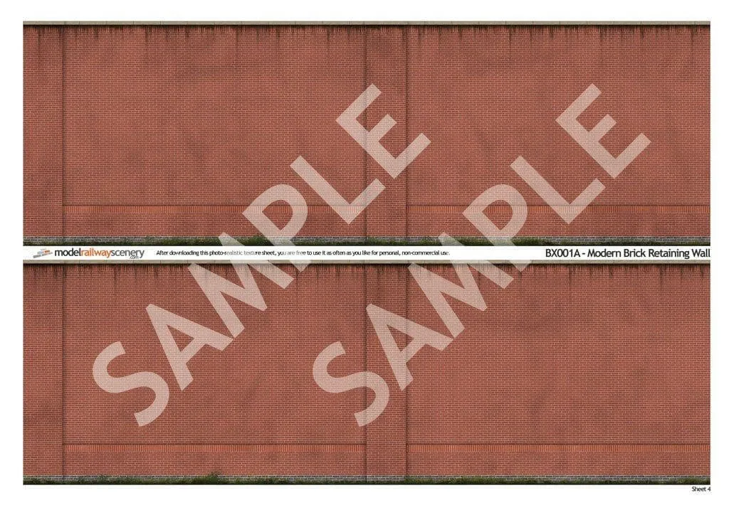 Scale Model Scenery BX001A-OO opěrná zeď z cihel 4 listy 1:76